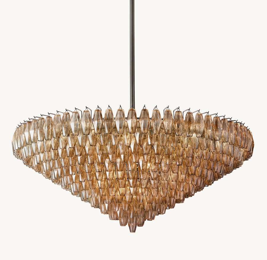 Chiara smoke glass tiered round chandelier