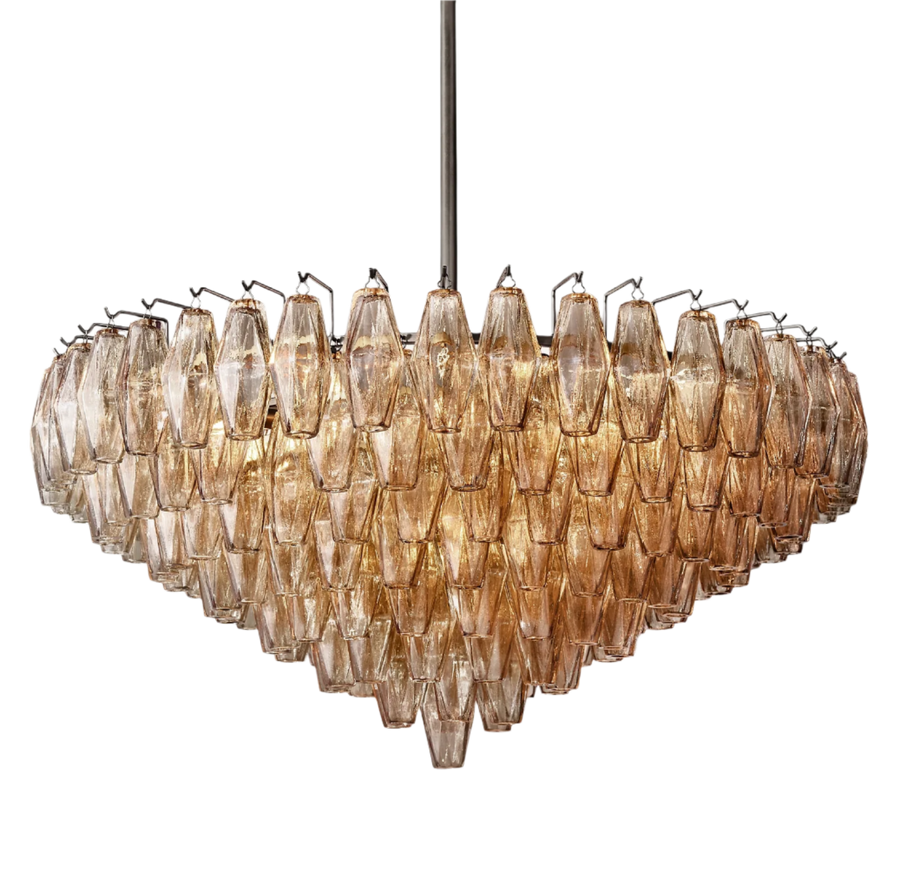 Chiara smoke glass tiered round chandelier